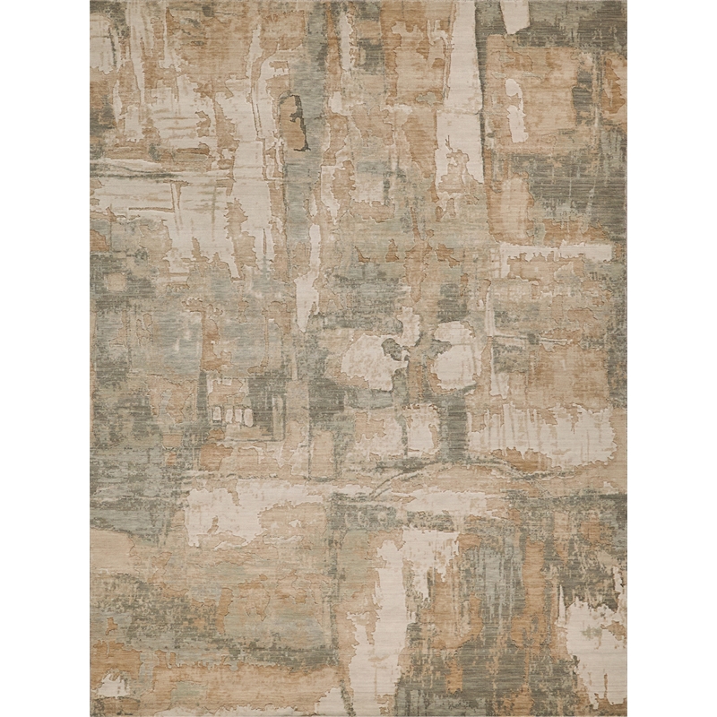 Infinity Power Loom Wool/Nylon Silver/Beige 6'x9' Area Rug