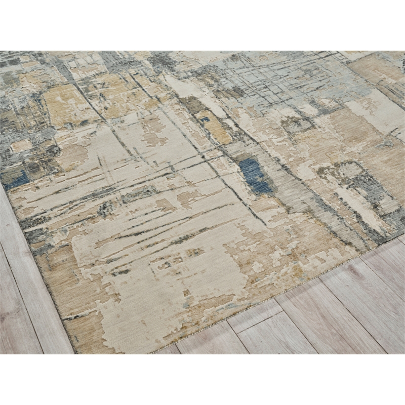 Infinity Power Loom Wool/Nylon Silver/Blue/Gray 10'x14' Area Rug