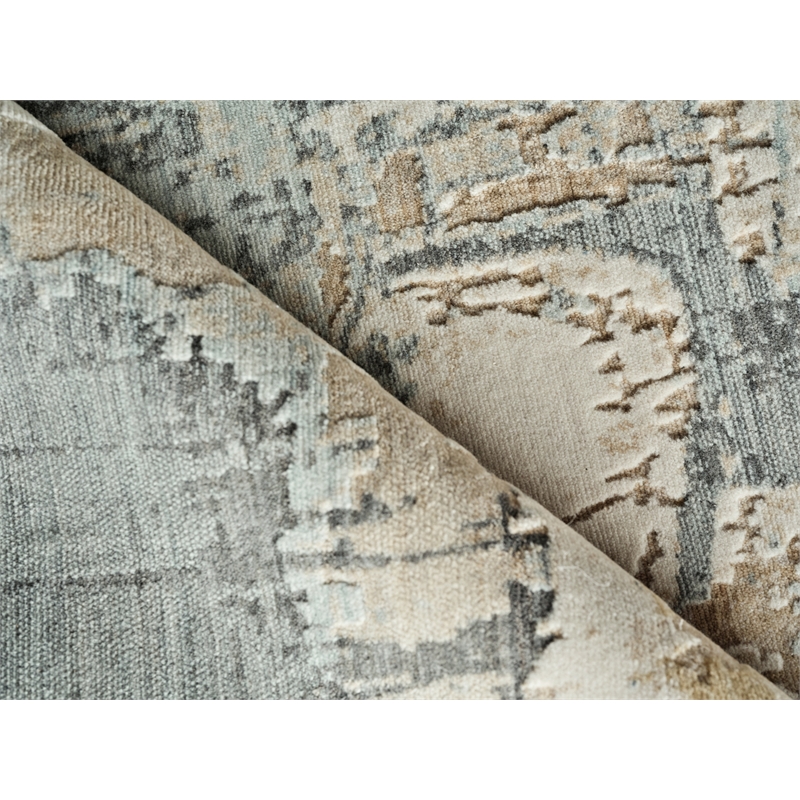 Infinity Power Loom Wool/Nylon Silver/Blue/Gray 10'x14' Area Rug