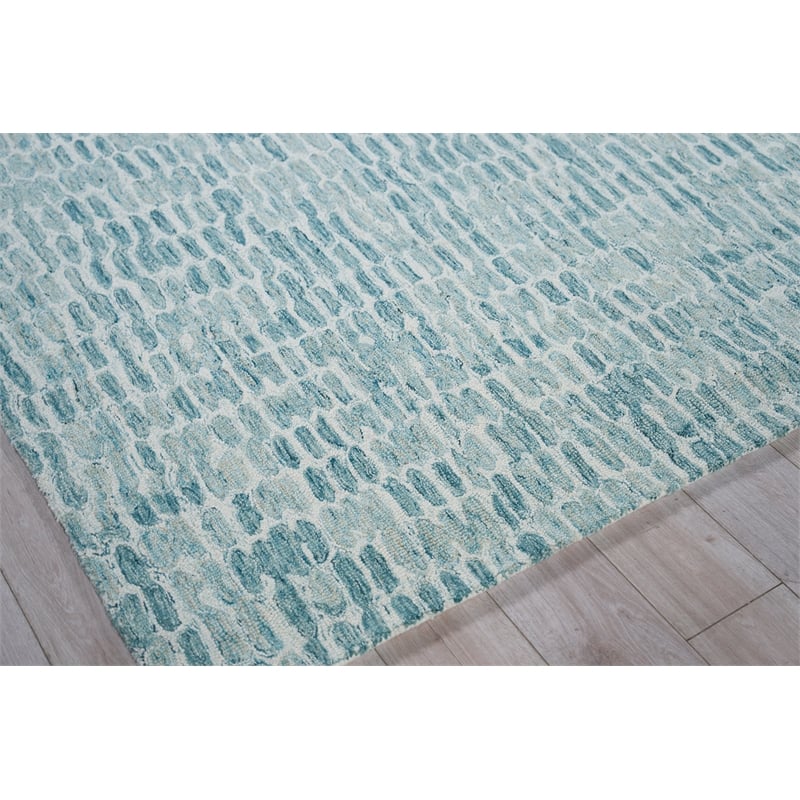 Ink Blot Hand-Tufted New Zealand Wool Turquoise 2'x3' Area Rug