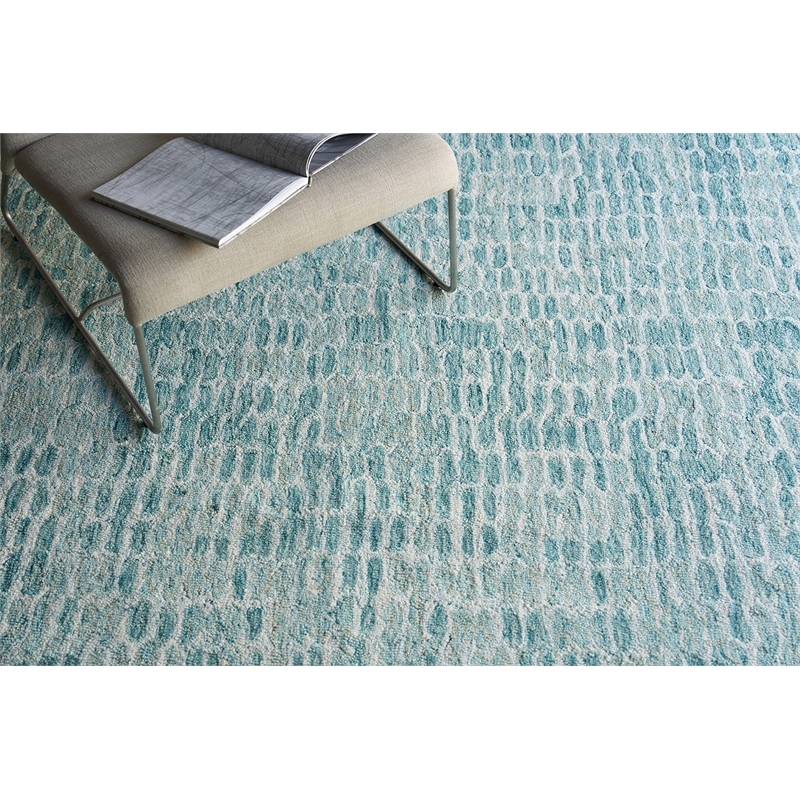 Ink Blot Hand-Tufted New Zealand Wool Turquoise 2'x3' Area Rug