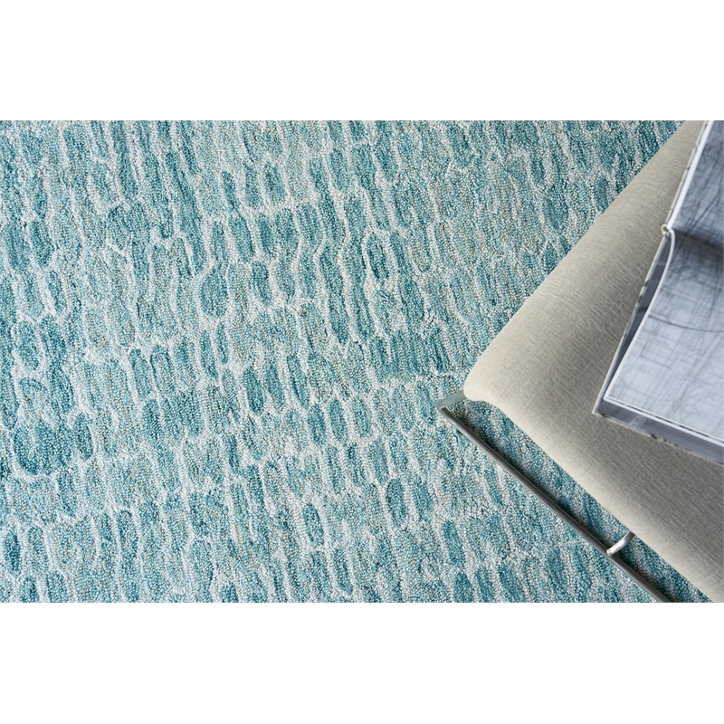 Ink Blot Hand-Tufted New Zealand Wool Turquoise 2'x3' Area Rug
