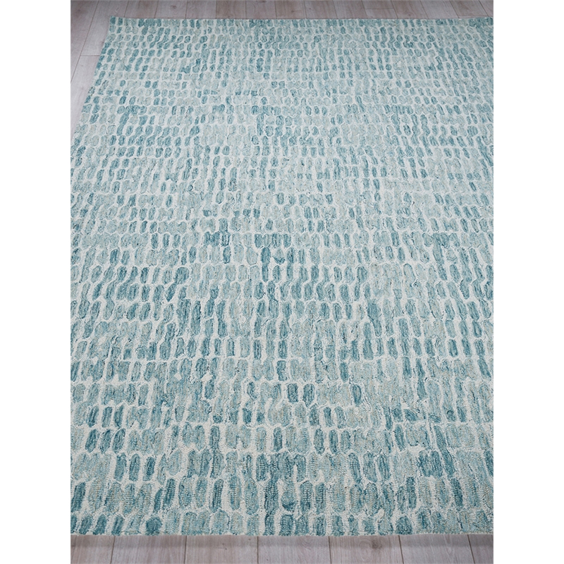 Ink Blot Hand-Tufted New Zealand Wool Turquoise 6'x9' Area Rug