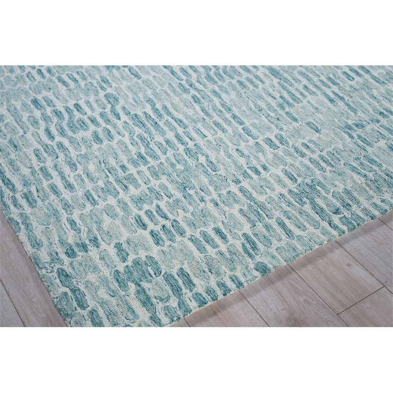 Ink Blot Hand-Tufted New Zealand Wool Turquoise 9'x12' Area Rug