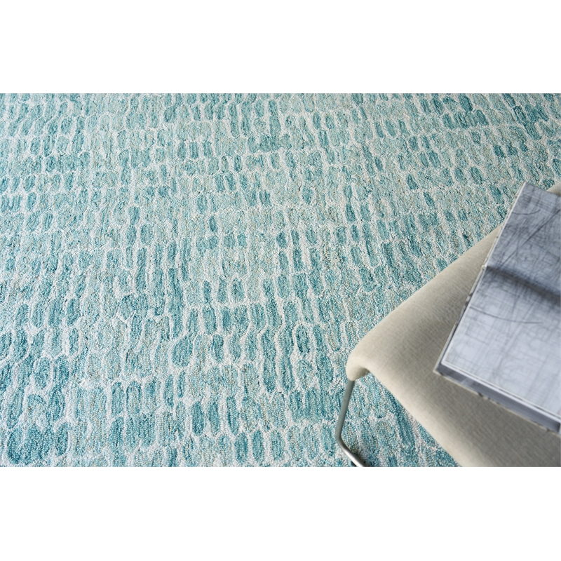 Ink Blot Hand-Tufted New Zealand Wool Turquoise 9'x12' Area Rug