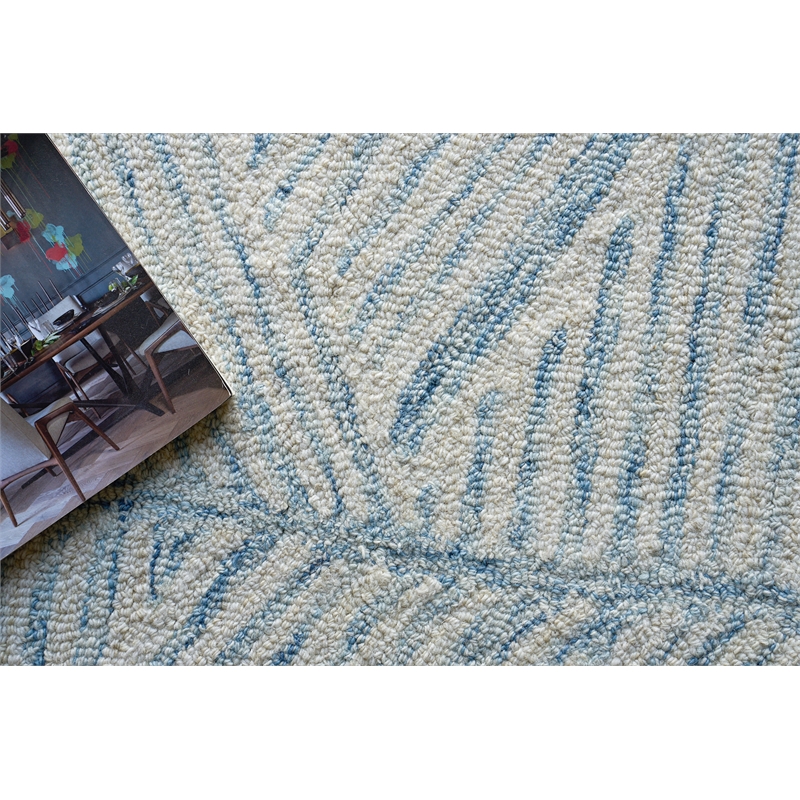 Kascata Hand-Tufted New Zealand Wool Blue/Ivory 4'x6' Area Rug