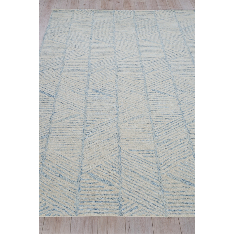 Kascata Hand-Tufted New Zealand Wool Blue/Ivory 5'x8' Area Rug