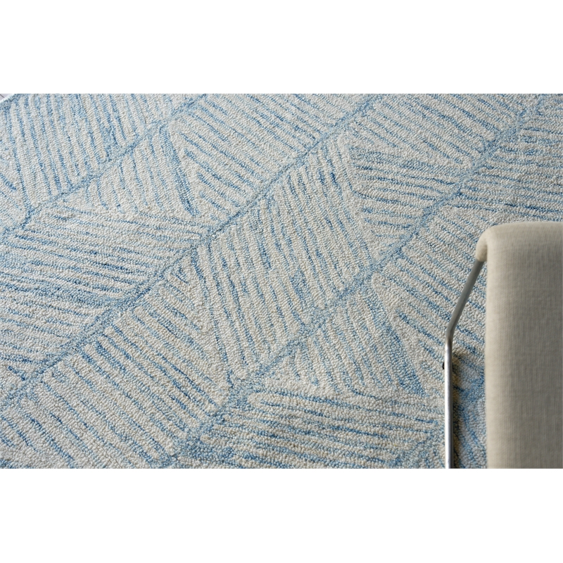 Kascata Hand-Tufted New Zealand Wool Blue/Ivory 5'x8' Area Rug