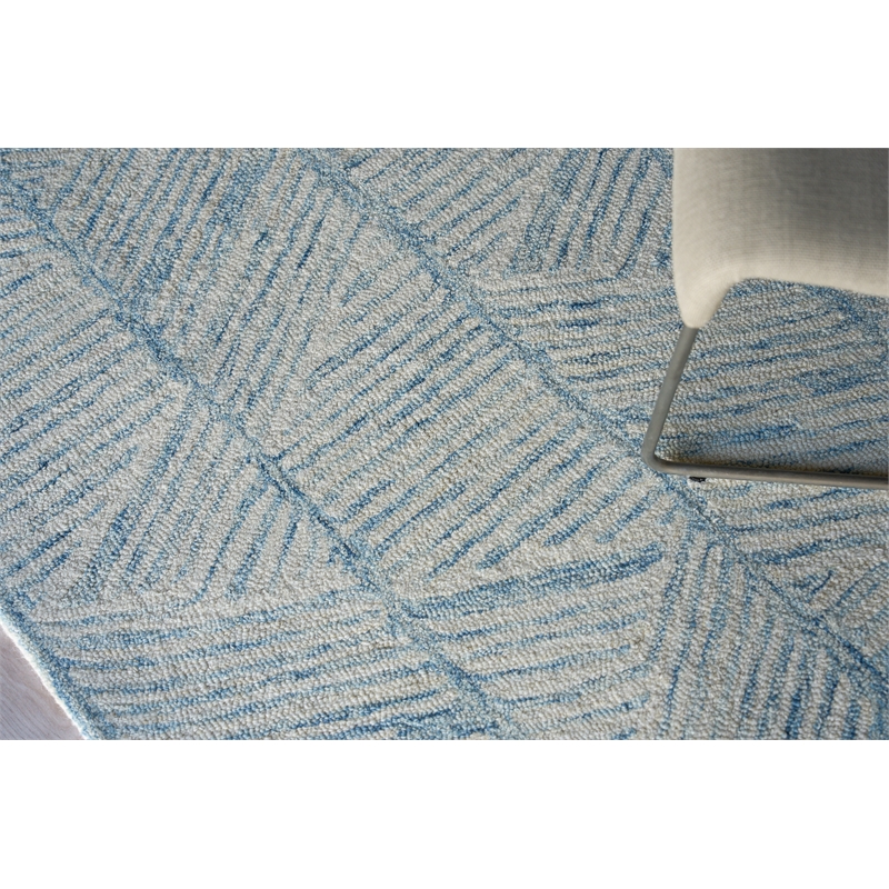 Kascata Hand-Tufted New Zealand Wool Blue/Ivory 9'x12' Area Rug