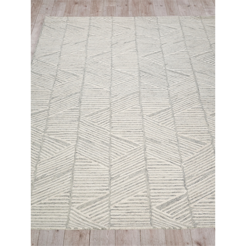 Kascata Hand-Tufted New Zealand Wool Silver/Ivory 14'x18' Area Rug