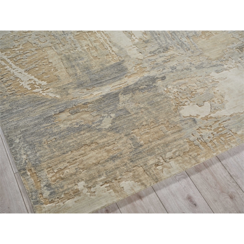 Infinity Power Loom Wool/Nylon Silver/Gray 10'x14' Area Rug