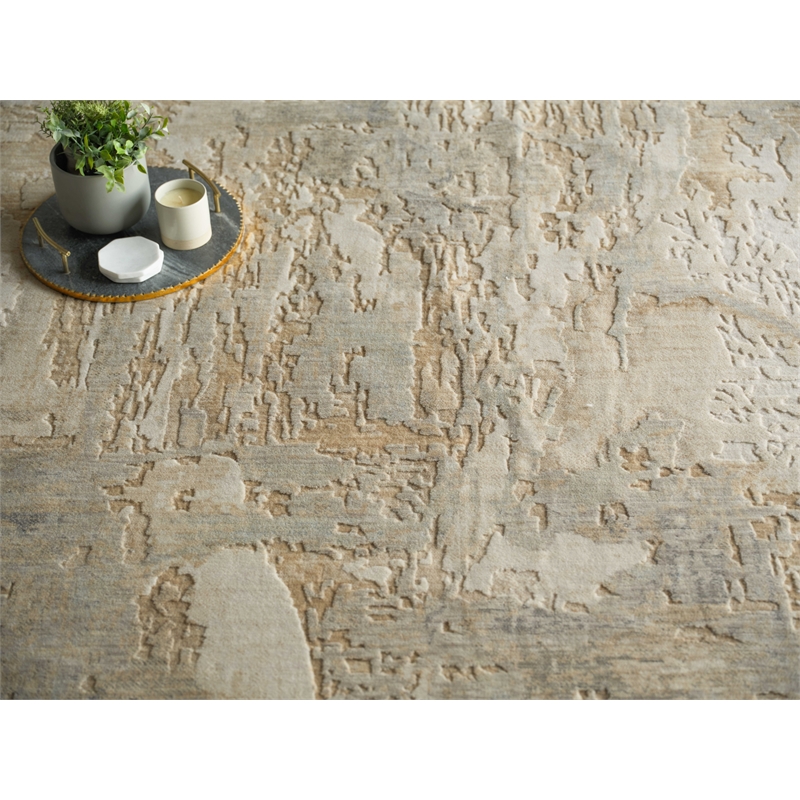 Infinity Power Loom Wool/Nylon Silver/Gray 10'x14' Area Rug