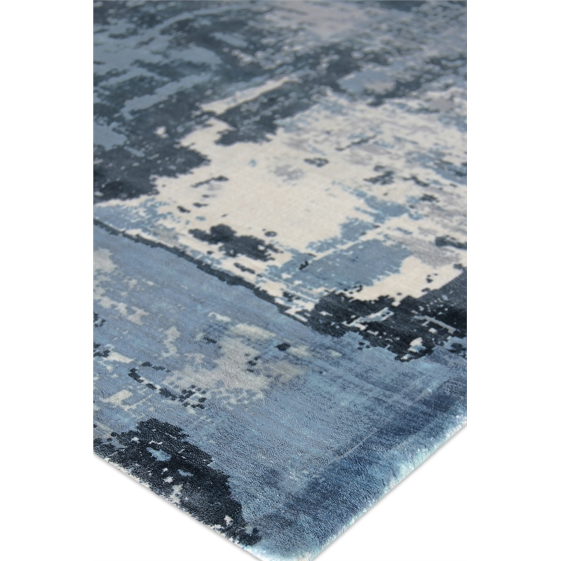 Koda Handloomed Bamboo Silk Blue/Ivory 11'x11' Round Area Rug