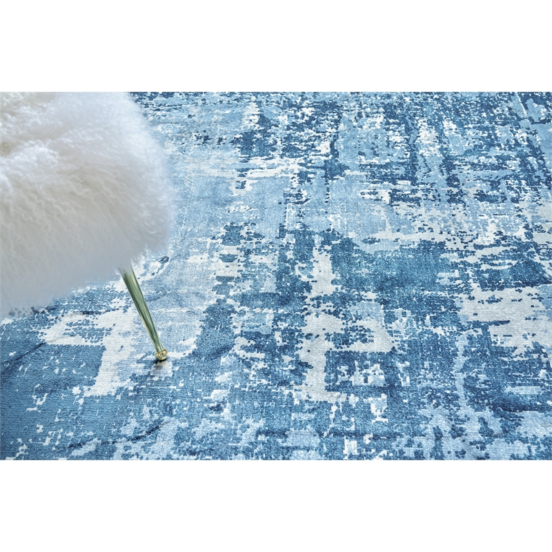Koda Handloomed Bamboo Silk Blue/Ivory 11'x11' Round Area Rug