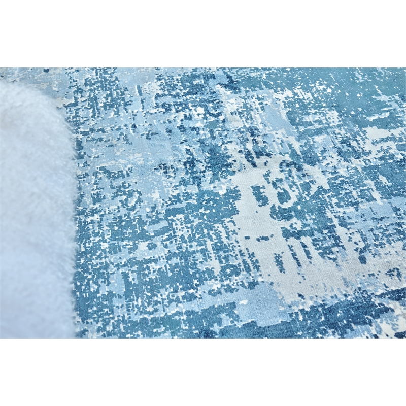Koda Handloomed Bamboo Silk Blue/Ivory 11'x11' Round Area Rug