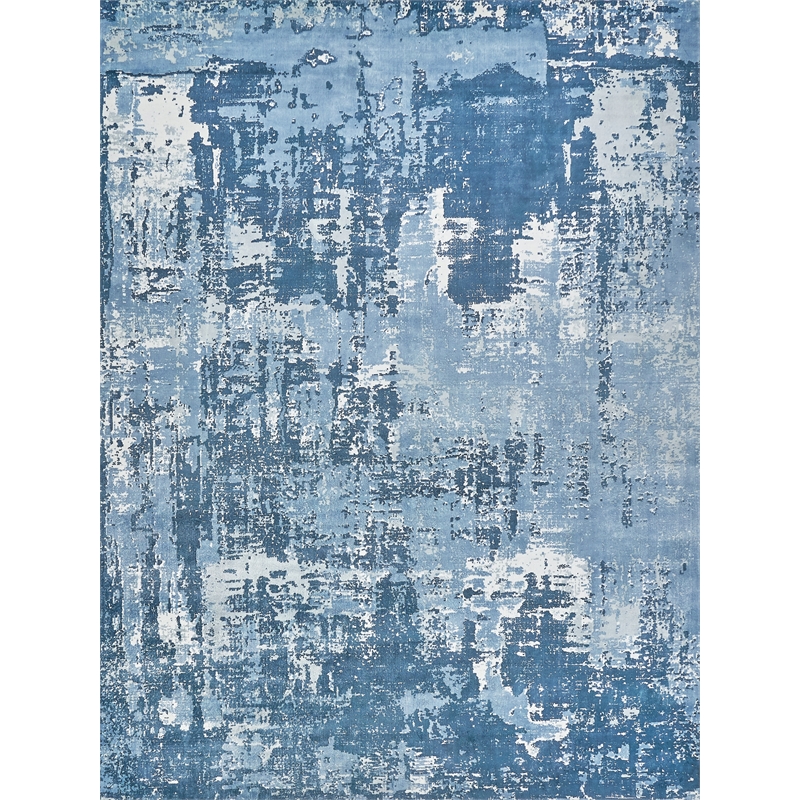 Koda Handloomed Bamboo Silk Blue/Ivory 11'x11' Round Area Rug