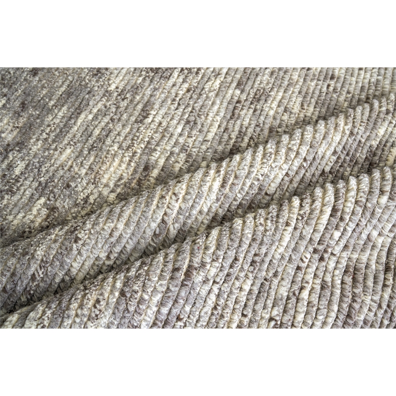 Kaza Hand-Knotted New Zealand Wool Gray/Ivory 9'x12' Area Rug