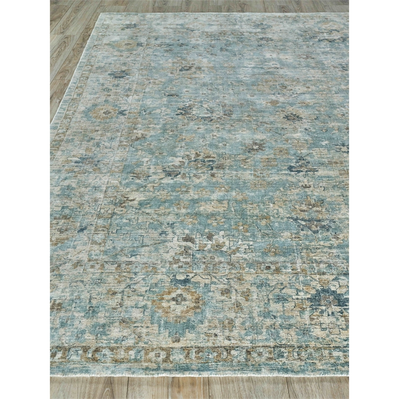 Kensington Handloomed Wool/Bamboo Silk Blue 10'x14' Area Rug