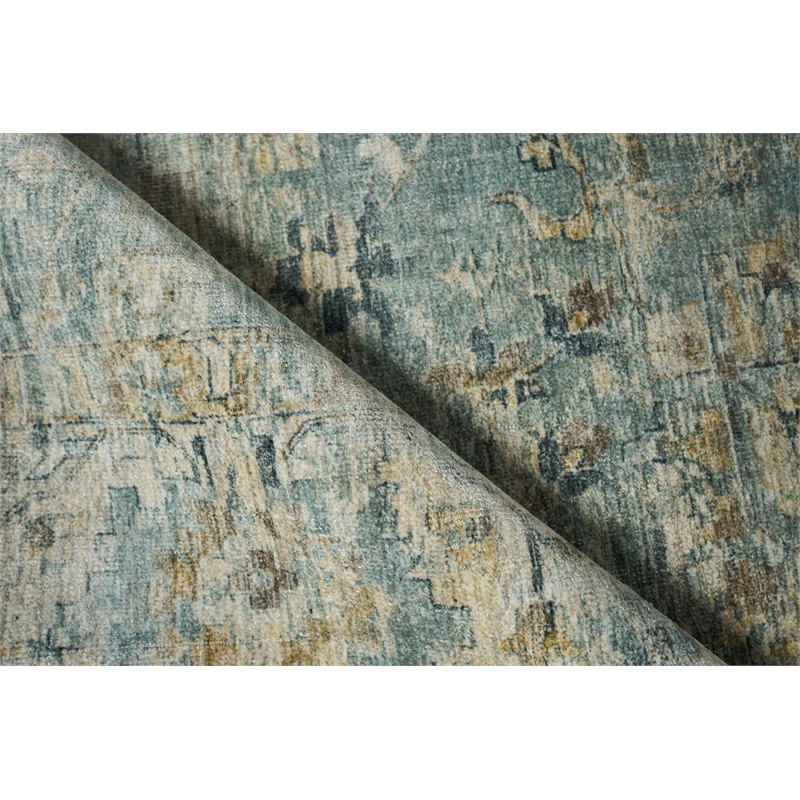 Kensington Handloomed Wool/Bamboo Silk Blue 10'x14' Area Rug