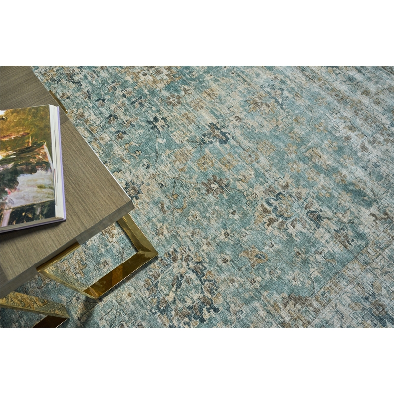 Kensington Handloomed Wool/Bamboo Silk Blue 10'x14' Area Rug