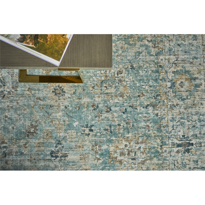 Kensington Handloomed Wool/Bamboo Silk Blue 10'x14' Area Rug