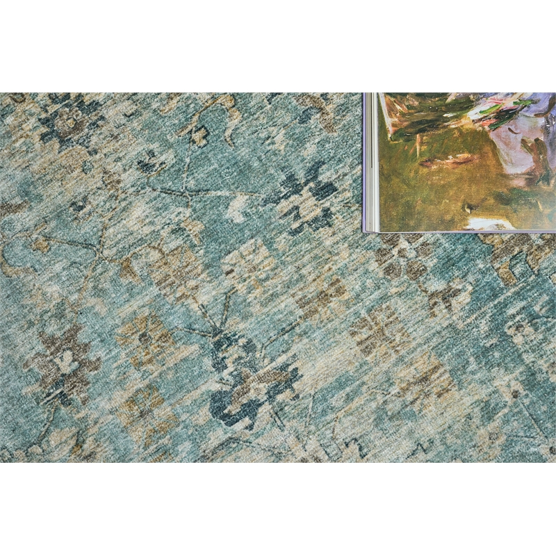 Kensington Handloomed Wool/Bamboo Silk Blue 10'x14' Area Rug