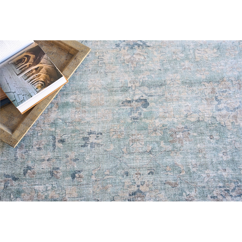 Kensington Handloomed Wool/Bamboo Silk Blue 10'x14' Area Rug