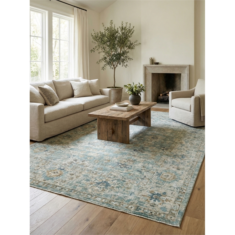 Kensington Handloomed Wool/Bamboo Silk Blue 12'x15' Area Rug
