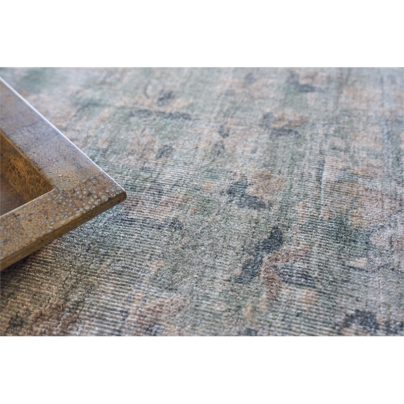 Kensington Handloomed Wool/Bamboo Silk Blue 12'x15' Area Rug