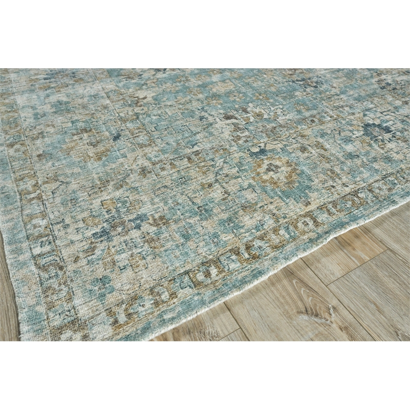 Kensington Handloomed Wool/Bamboo Silk Blue 12'x18' Area Rug