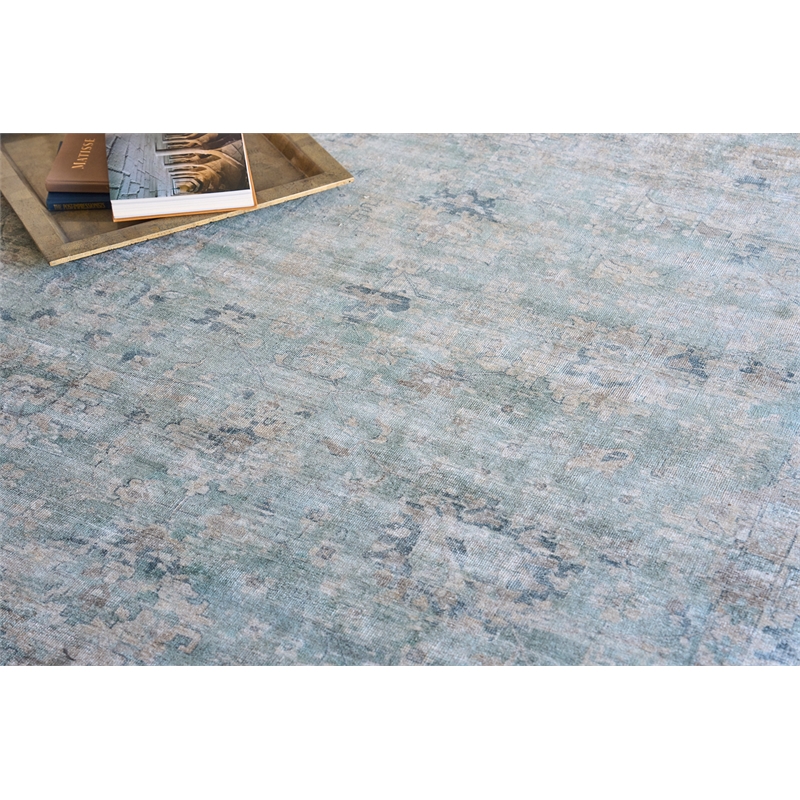 Kensington Handloomed Wool/Bamboo Silk Blue 14'x18' Area Rug