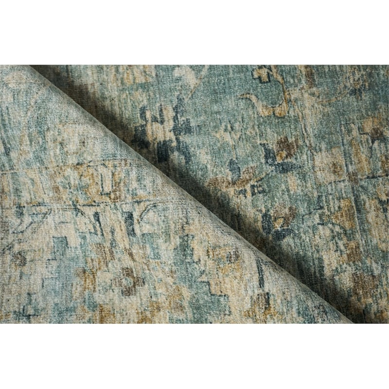 Kensington Handloomed Wool/Bamboo Silk Blue 6'x9' Area Rug