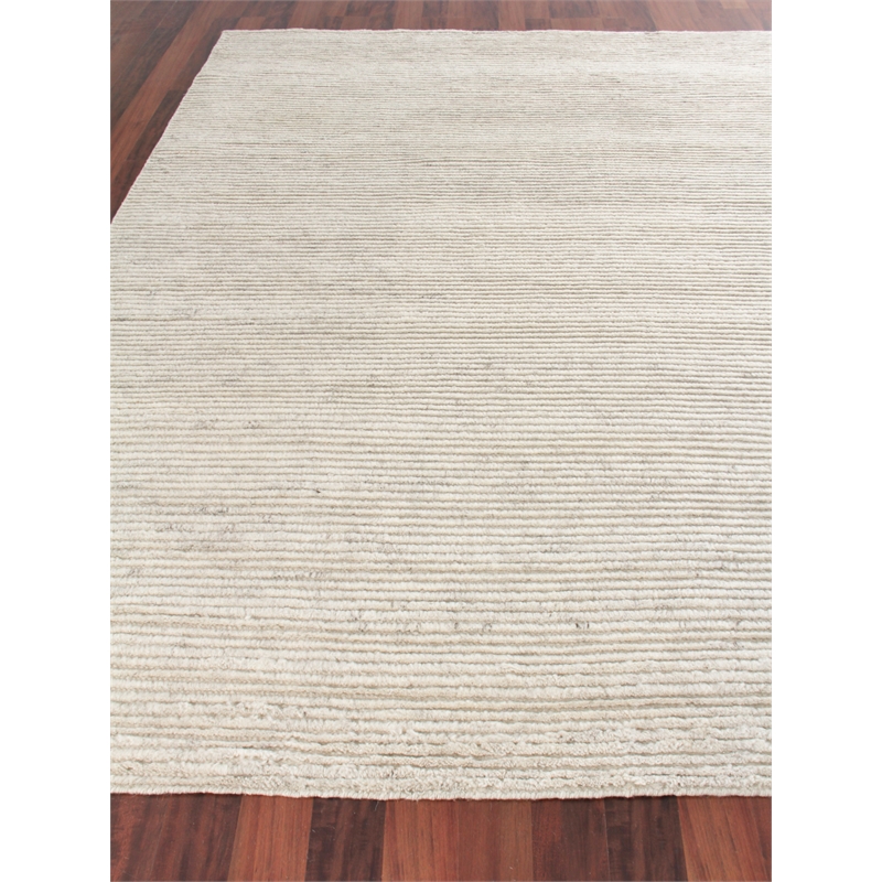Kaza Hand-Knotted New Zealand Wool Light Silver/Ivory 2'x3' Area Rug