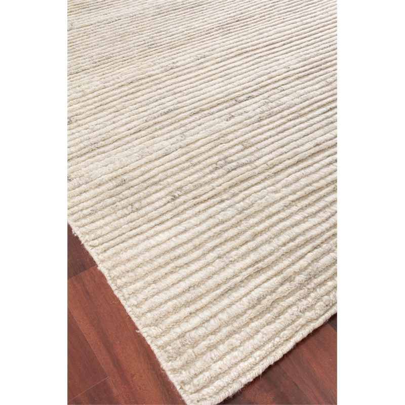 Kaza Hand-Knotted New Zealand Wool Light Silver/Ivory 6'x9' Area Rug