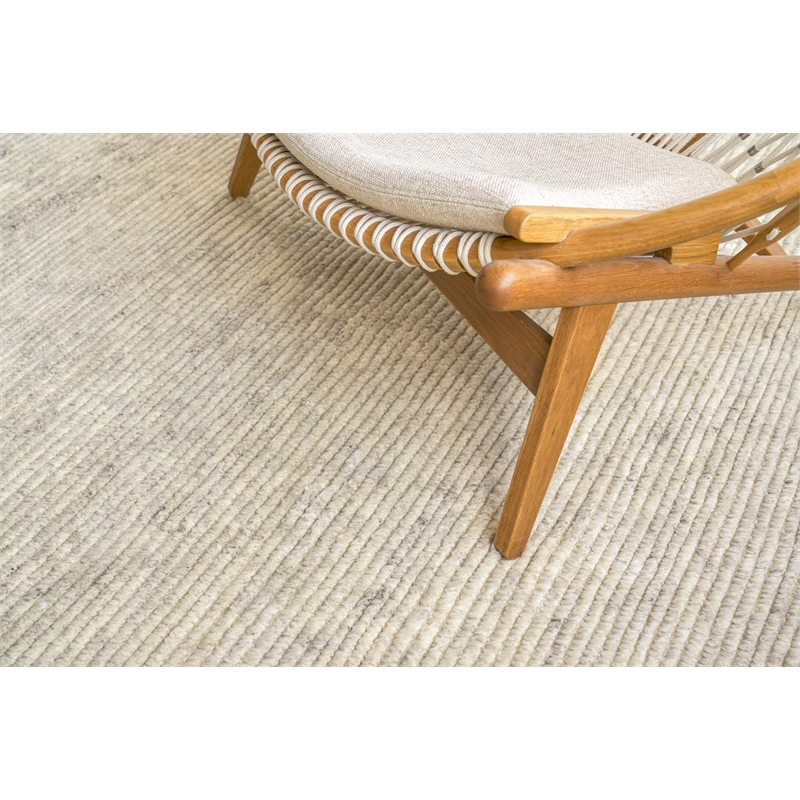 Kaza Hand-Knotted New Zealand Wool Light Silver/Ivory 8'x10' Area Rug