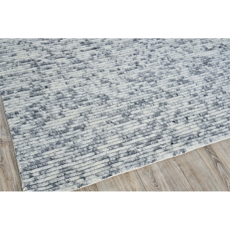 Kaza Handloomed New Zealand Wool Ivory/Light Gray 9'x12' Area Rug