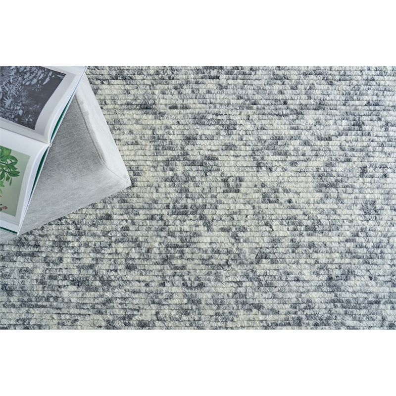 Kaza Handloomed New Zealand Wool Ivory/Light Gray 9'x12' Area Rug