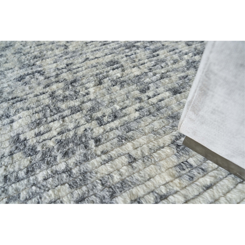 Kaza Handloomed New Zealand Wool Ivory/Light Gray 9'x12' Area Rug