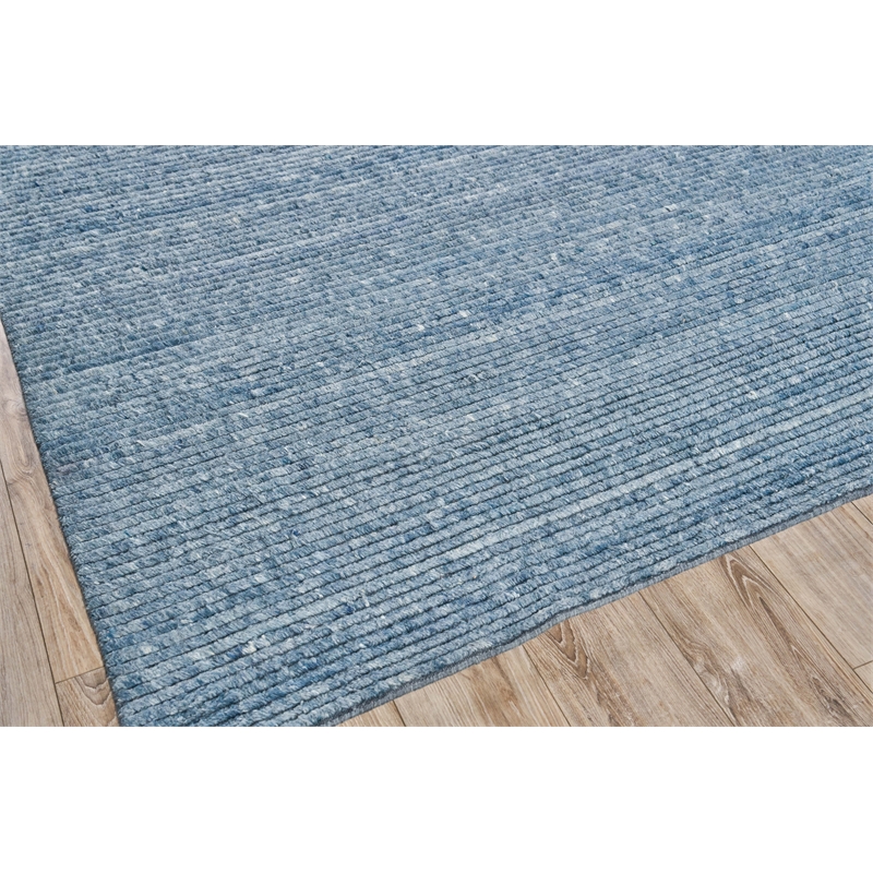 Kaza Handloomed New Zealand Wool Blue 10'x14' Area Rug