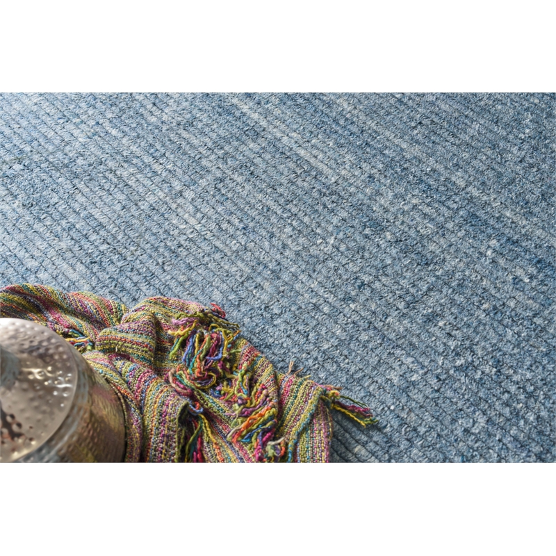 Kaza Handloomed New Zealand Wool Blue 10'x14' Area Rug