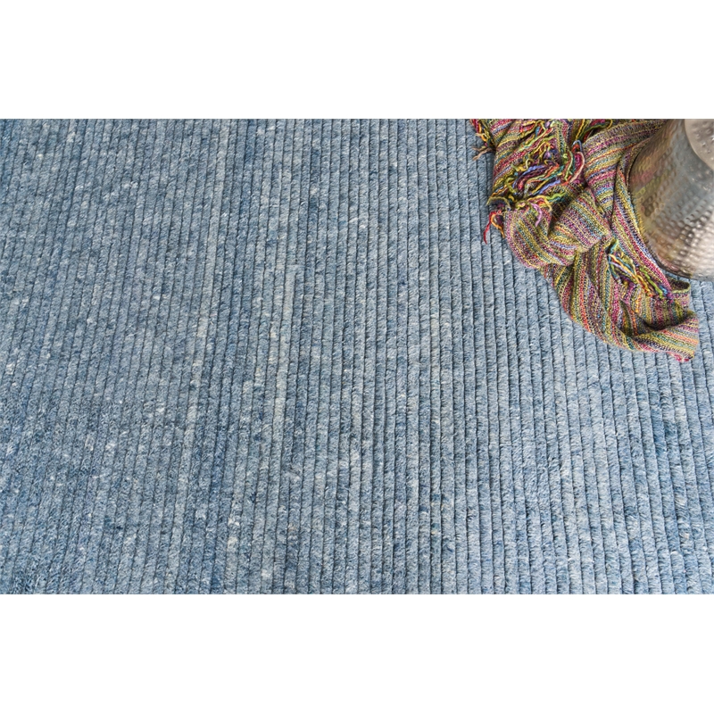 Kaza Handloomed New Zealand Wool Blue 10'x14' Area Rug