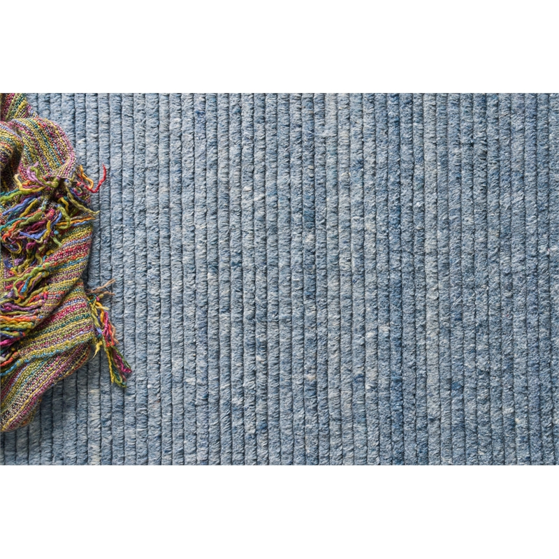 Kaza Handloomed New Zealand Wool Blue 10'x14' Area Rug