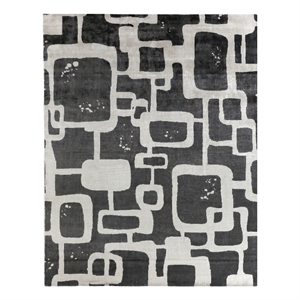 Koda Handloomed Bamboo Silk Gray/Ivory 8'x10' Area Rug