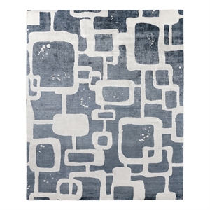 Koda Handloomed Bamboo Silk Denim/Ivory 9'x12' Area Rug