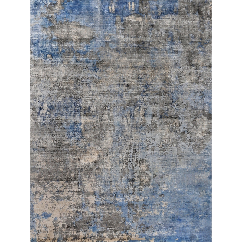 Koda Handloomed Bamboo Silk Blue/Gray 12'x15' Area Rug