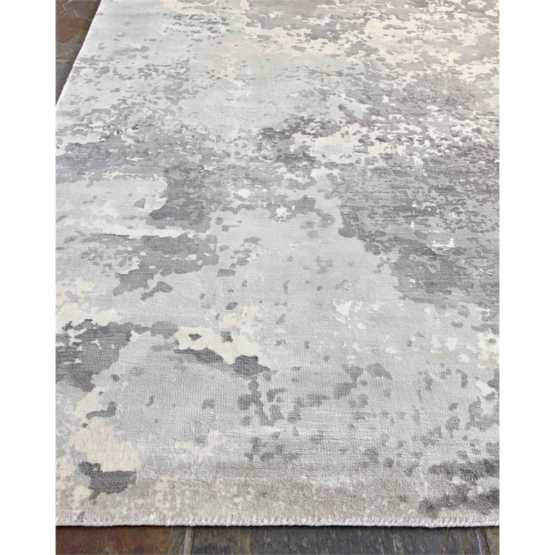 Koda Handloomed Bamboo Silk Silver 10'x14' Area Rug