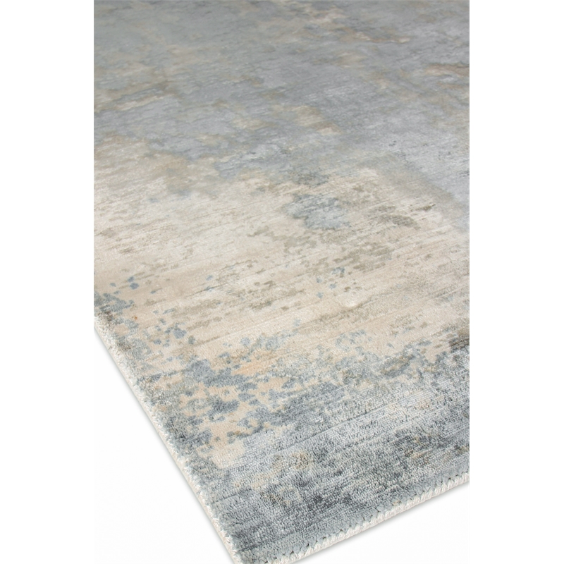 Koda Handloomed Bamboo Silk Silver/Blue 12'x17'4