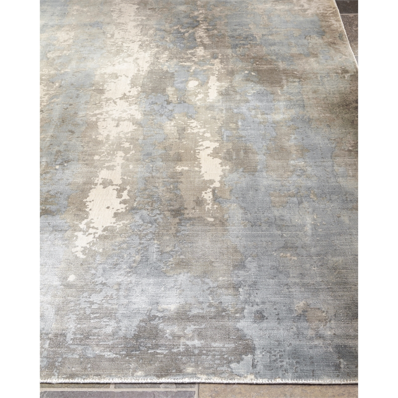 Koda Handloomed Bamboo Silk Silver/Blue 12'x17'4
