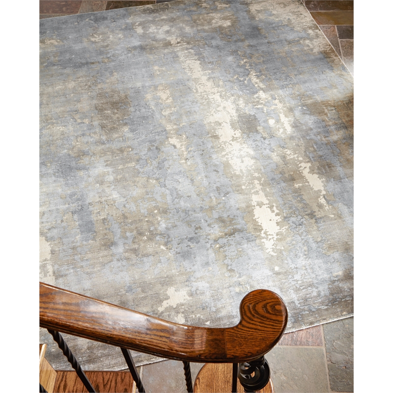 Koda Handloomed Bamboo Silk Silver/Blue 12'x17'4