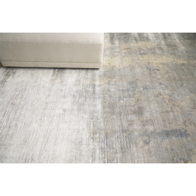 Koda Handloomed Bamboo Silk Silver/Blue 12'x17'4